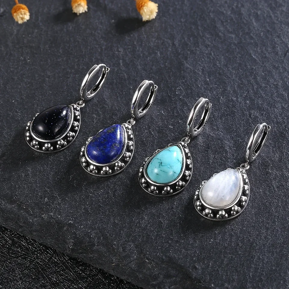 Orecchini in Lapislazzuli Gioielli Orecchini in argento sterling con perno in Lapis Blu Regali di compleanno Boho per le donne