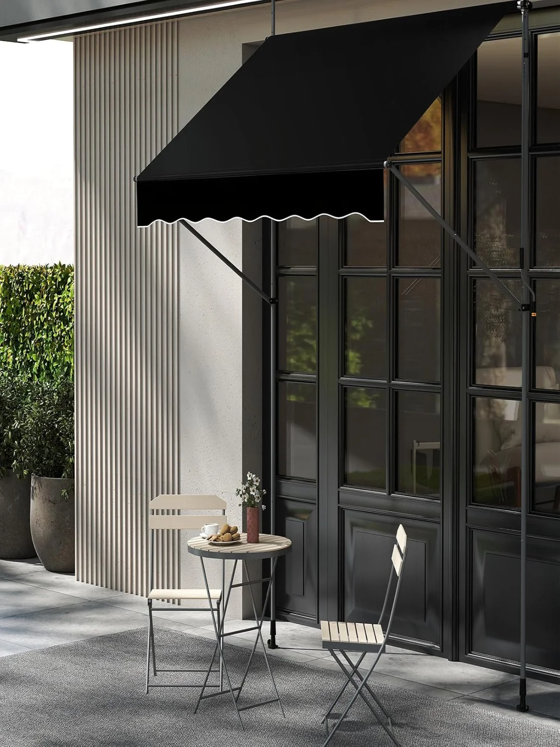 Klemmmarkise, Balkonmarkise ohne Bohren mit Handkurbel, höhenverstellbar und UV-beständig, Sonnenschutz für Markisen, 200 cm, Schwarz – Detail 1
