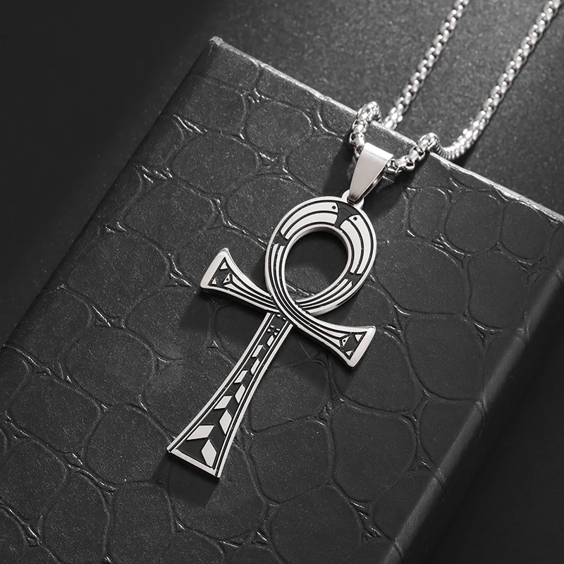 Collana Con Ciondolo Croce Ankh Egiziano Antico In Acciaio Inossidabile Uomo Donna Life Key Amuleto Faraone Patron Saint Jewelry