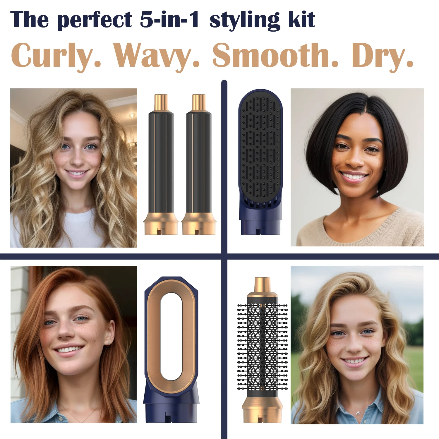 New Hair Dryer Multi Hair Styler 5 In1 Curling Iron Hair Straightener With Hair Brush Hairdryer For Hair Dryer Hair Multi Styler 3
