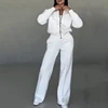 Spring Woman Loose Tracksuit Zipper Sweatshirt Coat+High Waist Straight Pants Sports Outfits Female Autumn Casual Two-piece Set 4