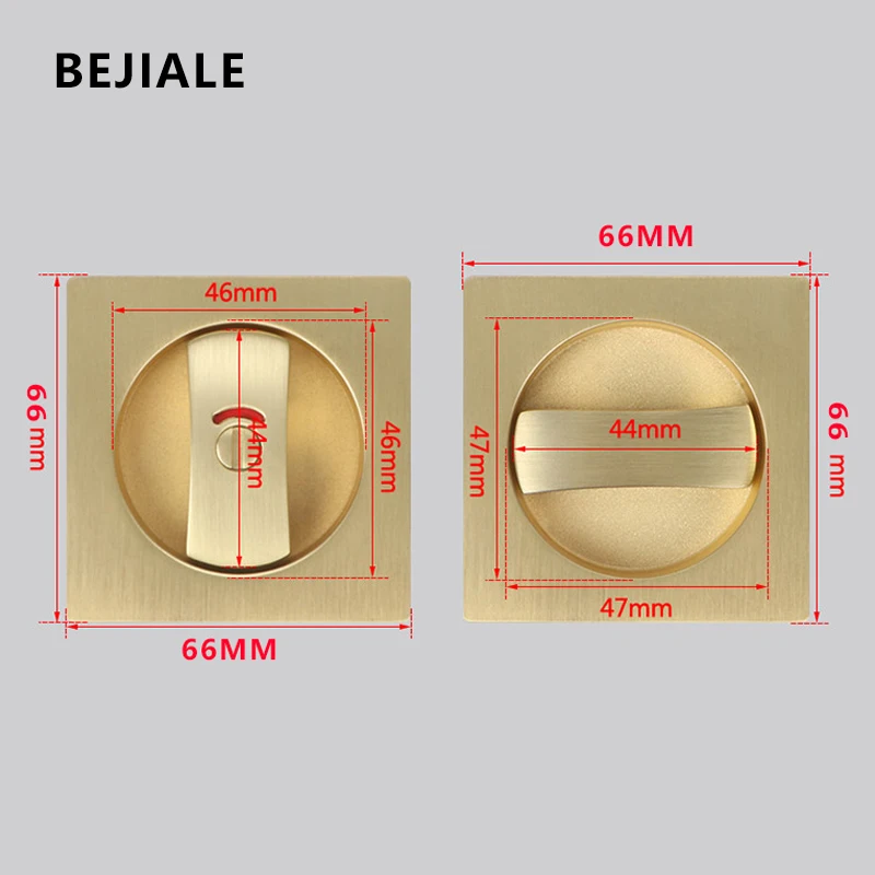 Window Door Locks Square Indication Push-pull Door Lock Bathroom Embedded Sliding Door Invisible Hook Lock No Indication