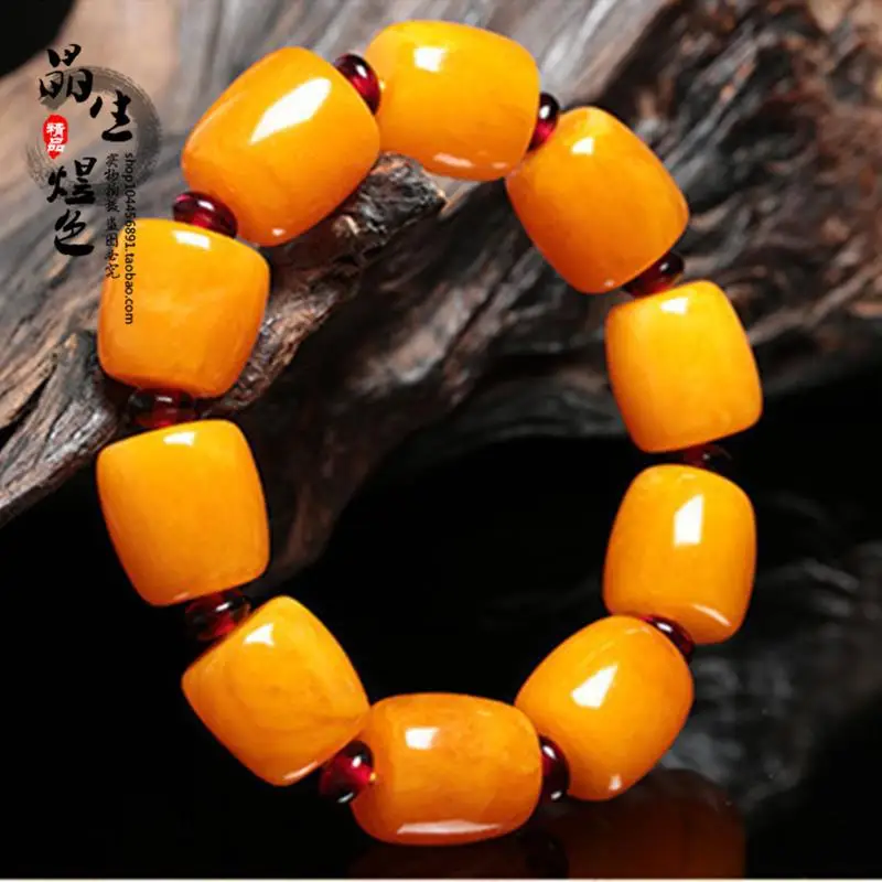 

Natural Men's and Women's Gold Twisted Honey Unoptimized Amber Bracelet