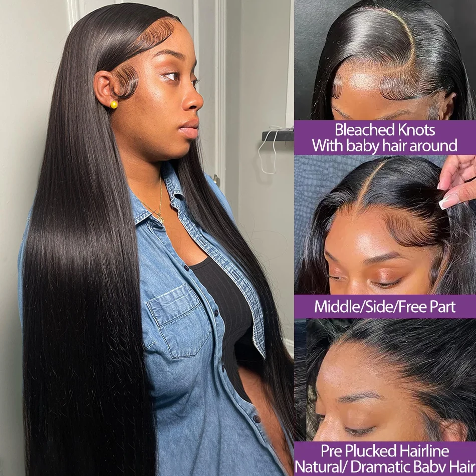 13x4 HD Lace Frontal Wigs Bone Straight 13x6 Brazilian Virgin Human Hair Lace Front Wig For Women Closure Wigs 30 Inch