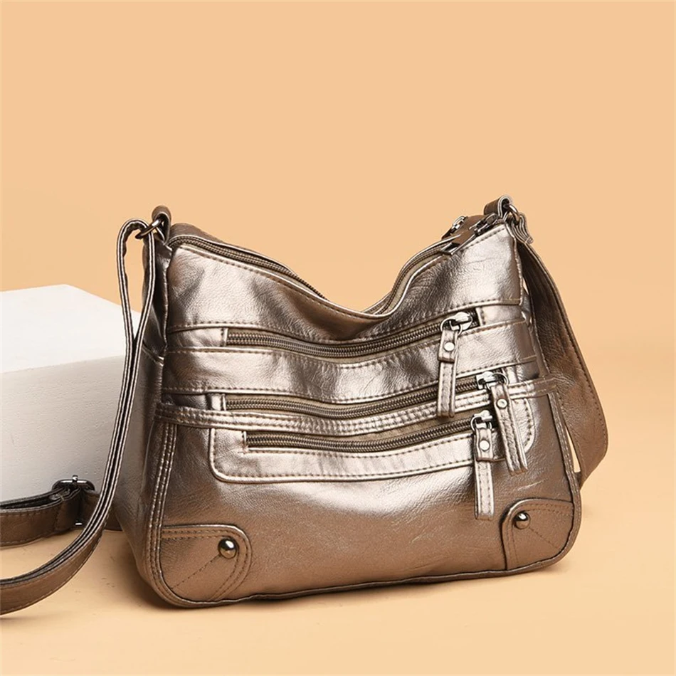 wristlet cheap Multi-Layer Quality Women Soft Leather Handbags and Purses Female 2022 Trendy Shoulder Crossbody Sac A Mian Femme Bolsa De Mujer card wallet