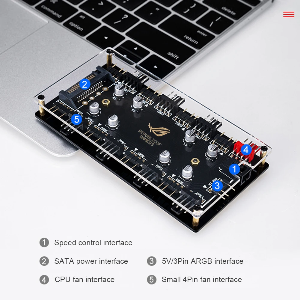 12V/4Pin RGB 5V/3Pin ARGB 팬 PWM 허브 1 8 멀티 웨이 스플리터 오라 팬 쿨러 연장 케이블 어댑터 속도 컨트롤러 어댑터