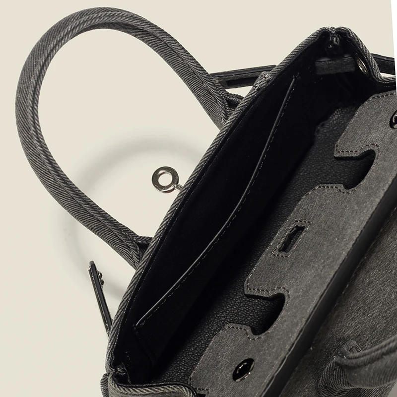 Niche Spoof Women's Summer Leather Mini Denim Canvas Hot Girl Bag High-Grade Shoulder Messenger Bag