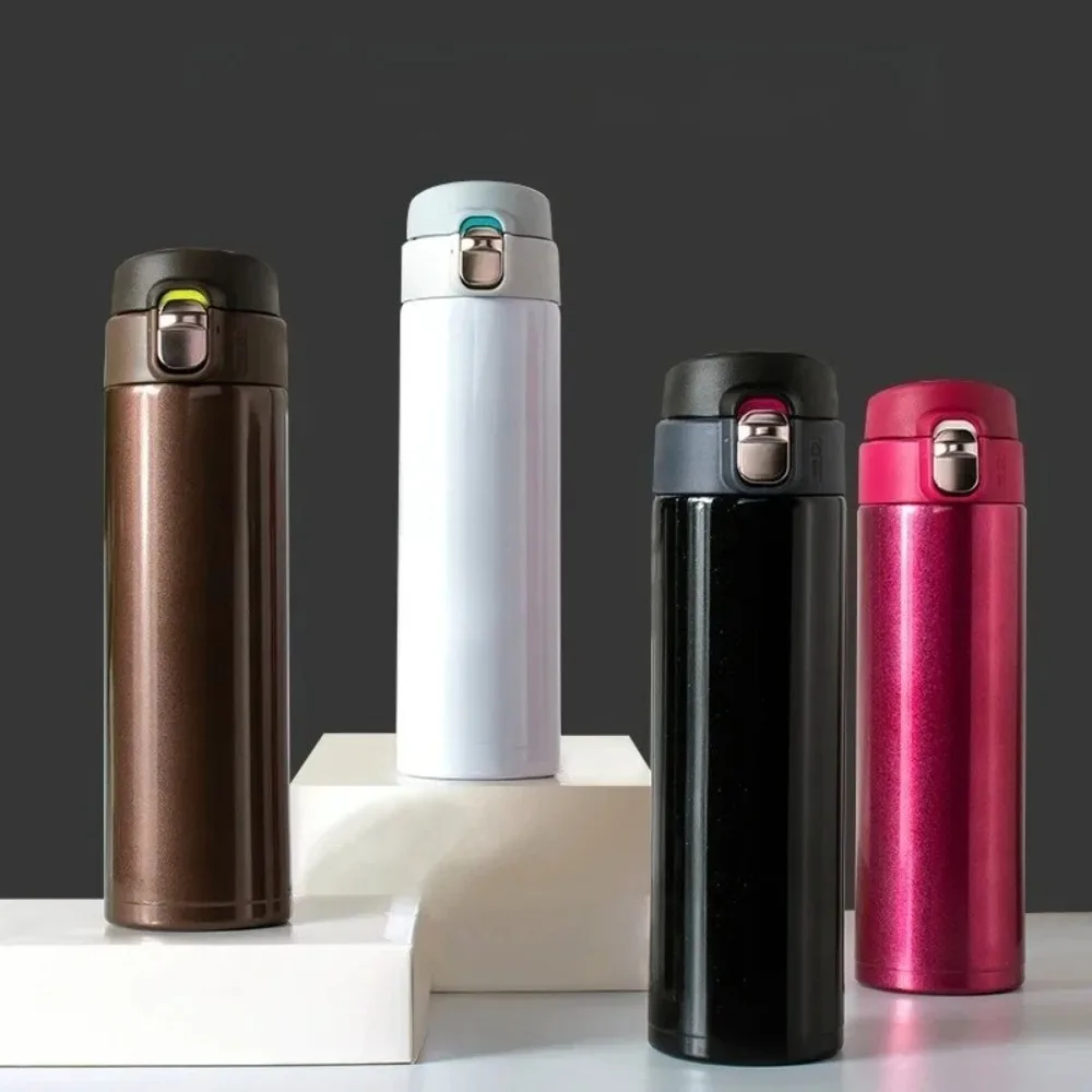 Water Bottle Insulated Mug Stainless Steel Tritan Material 500M 16 Oz Leakproof BPA Free Suitable for Hot Cold Drinks