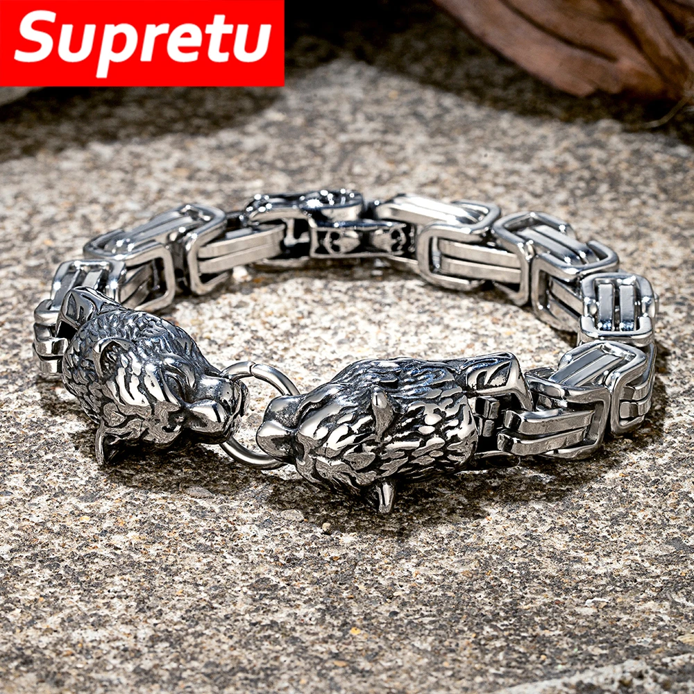 COOLSTEELANDBEYOND Unisex, Braccialetto del Nero Cranio Teschio, Bracciale da Uomo Donna, Acciaio Inossidabile, Lucidato a specchio