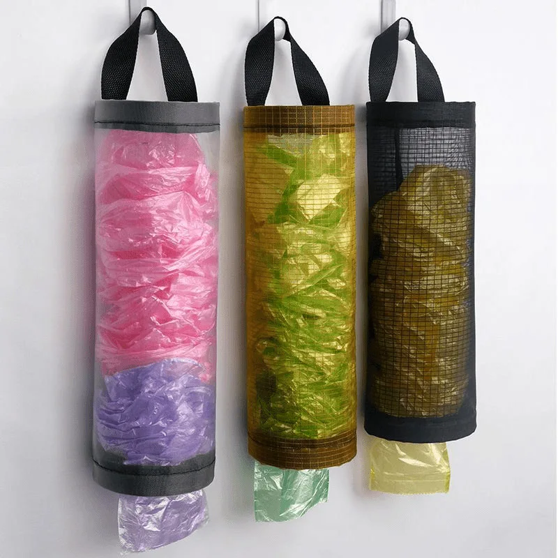Garbage Bag Holder Home Grocery Wall Mount Plastic Bag Holder Dispenser Hanging Storage Trash Kitchen Organizer