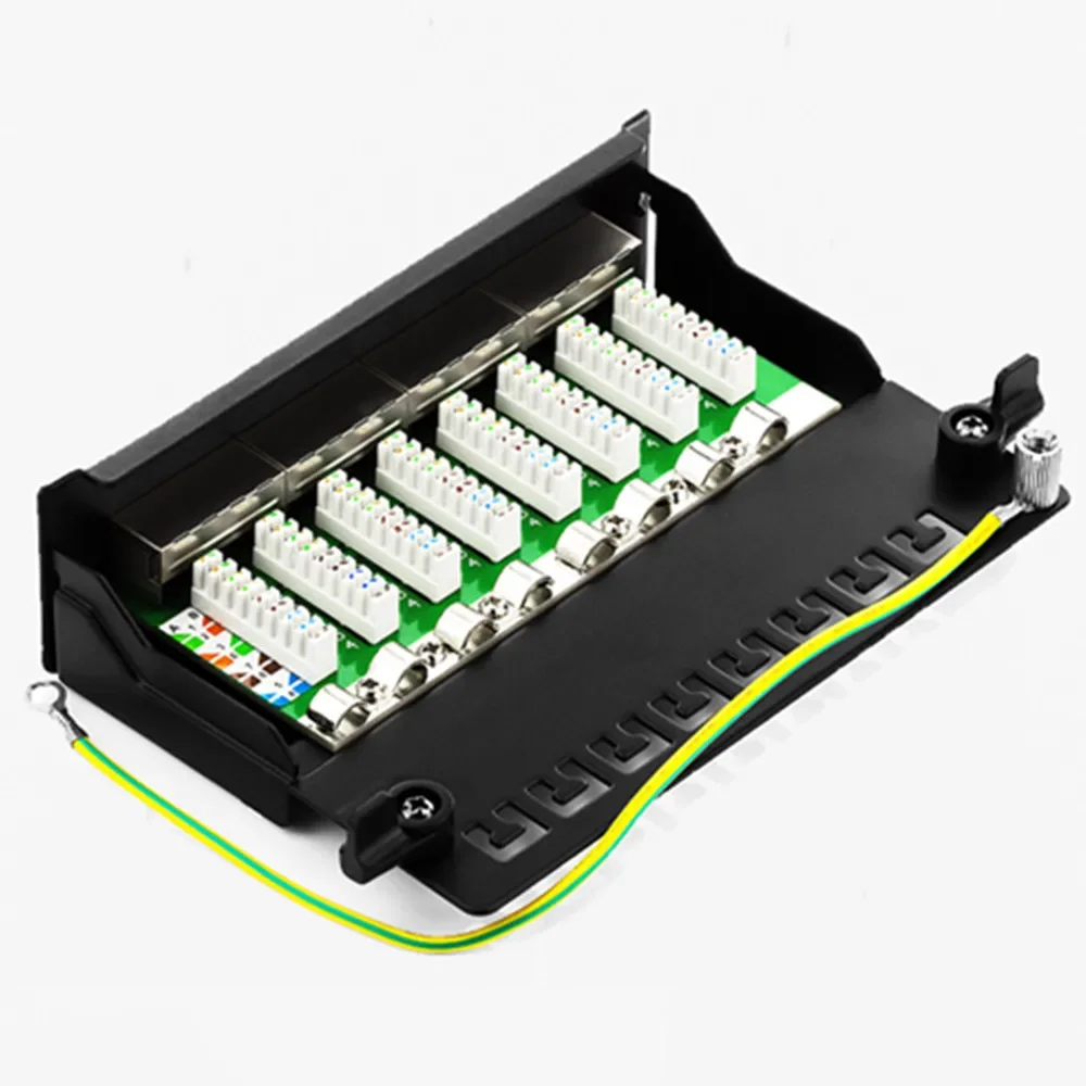 Painel de Remendo Protegido Completo do Adaptador de Rede Rj45 Cat6 Cat6a 12-port Mini Desktop Wall Mounted Keystone Jack Módulo de Rede - Imagem 4
