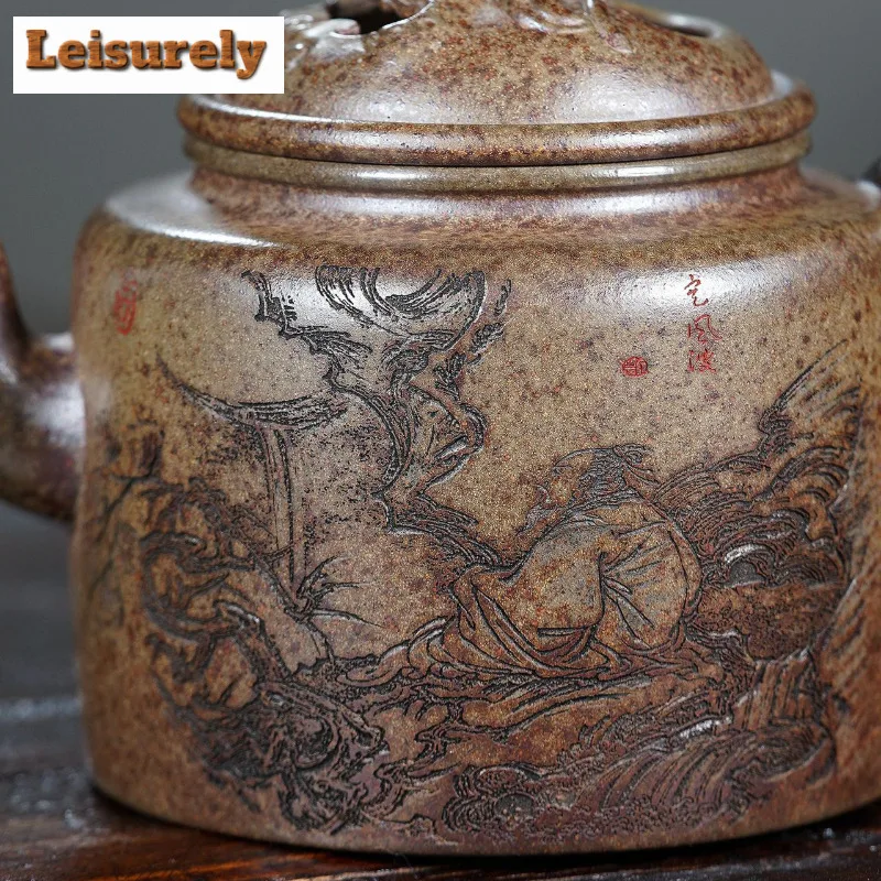 350ml Boutique Yixing Purple Clay Teapots Handmade Pot Raw Ore Wood-fired Porcelain Mud Tea Maker Kettle Zisha Tea Set Tea Craft