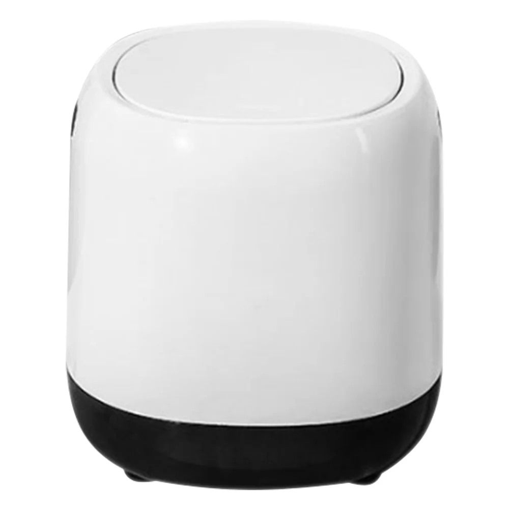 

Mini Trash Can Garbage Container Small with Lid Cover Office Lovely Waste Paper Basket Abs for Table Home