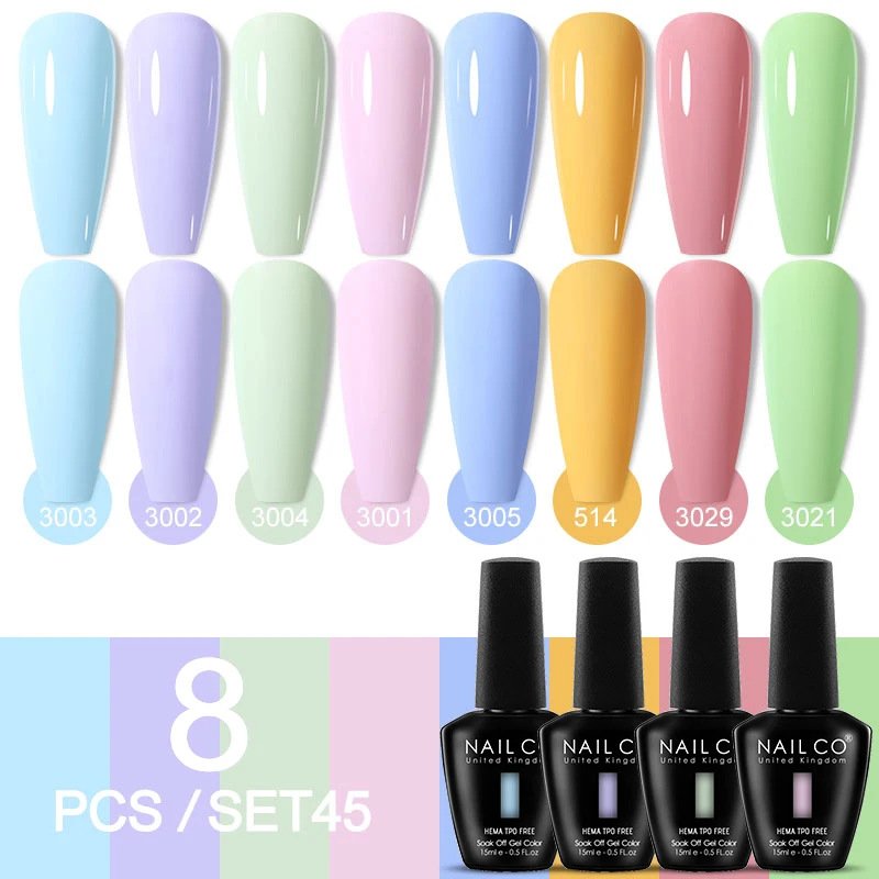 Deluxe 8-Piece Gel Nail Polish Set for Professional DIY Manicures