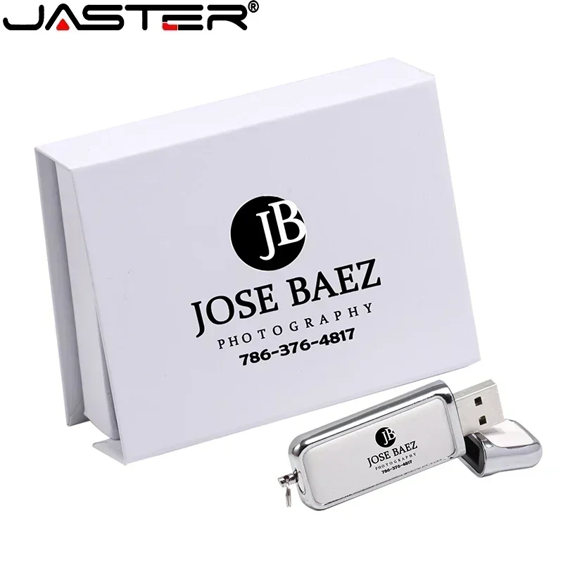 Jaster-high Velocidade Usb 2.0 Pen Drive de Couro Branco com Logotipo Personalizado Gratuito Memory Stick com Caixa Presente Comercial 128gb 10 Unidades por Lote - Imagem 5
