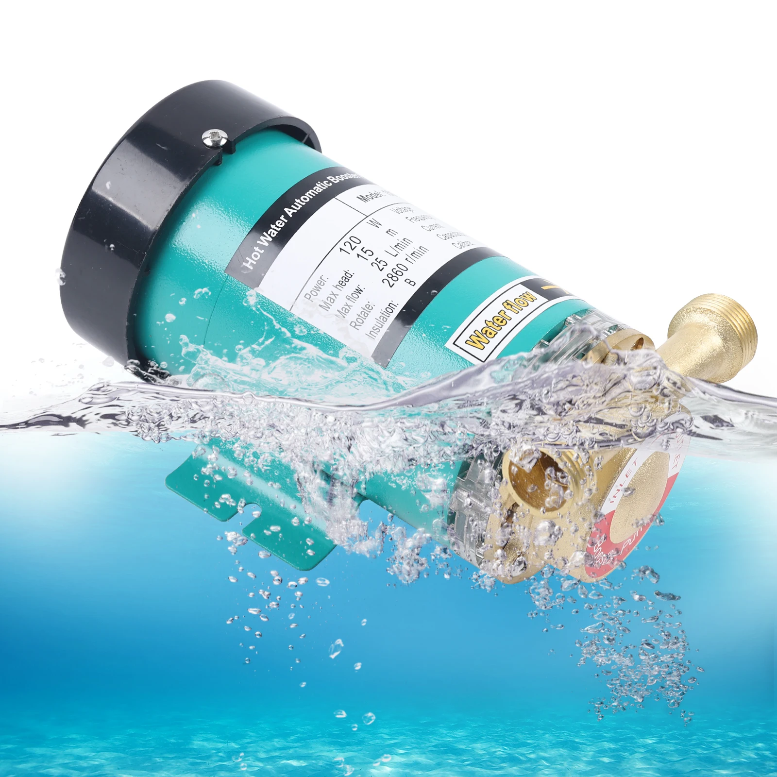 120W Hot Cold Water Pressure Pump Booster, 2860RPM Electric Automatic Pressure Booster, 7.87 x 4.72 x 3.94in Hot Water Circulating Pump for Shower Washing Machine Home Garden