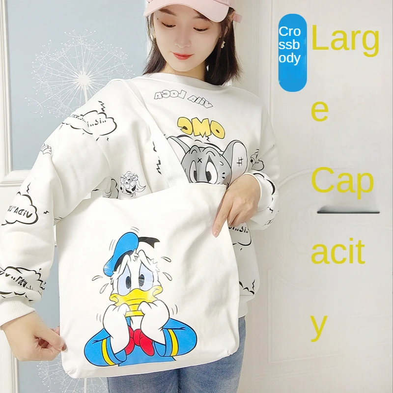 

Новинка 2022, Холщовая Сумка Disney, женская сумка для покупок на одно плечо, вместительная Портативная Сумка-тоут, модная сумка для мамы