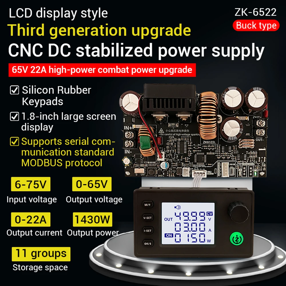 constante, conversor de corrente Buck, DC 6-75V, 22A, 1400W
