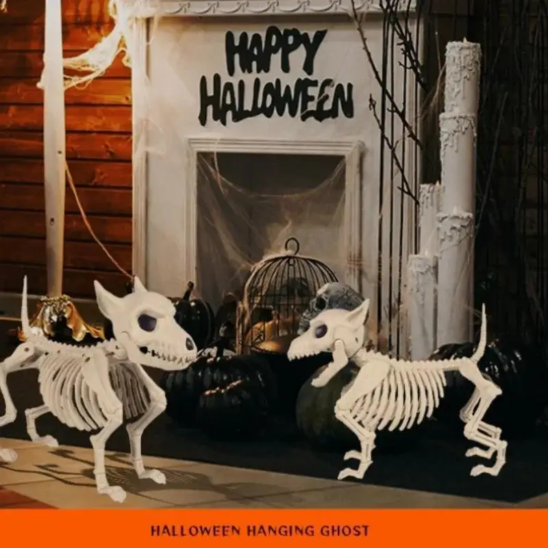 Halloween Creative Home Ornament Animal Skeleton Decoration Little Wolf Skeleton Indoor Outdoor Garden Halloween Decoration