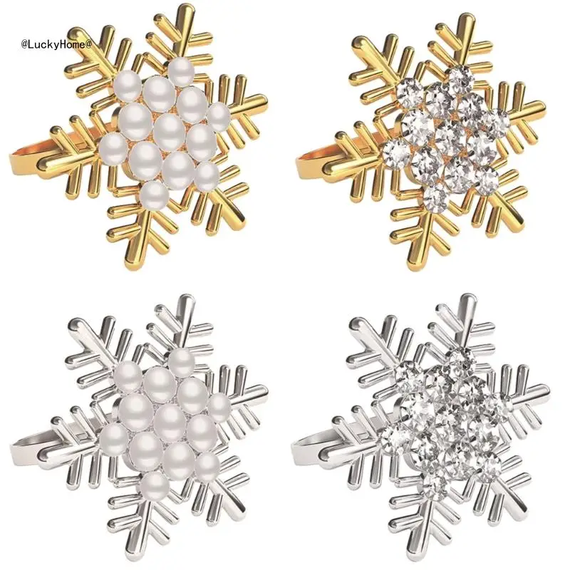 

Pack of 6 Napkin Rings Snowflake Napkins Buckles for Wedding Banquet Table Decor 11UA