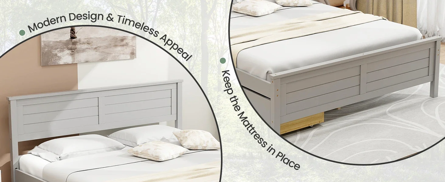 wood bed frame with drawers