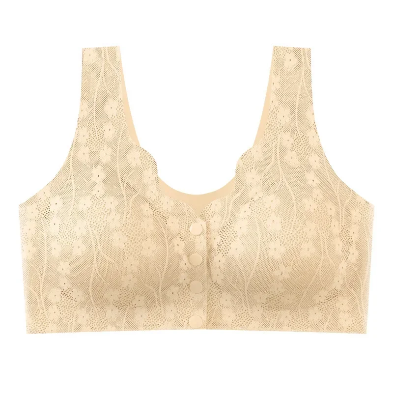 New Sexy Lace Without Steel Ring Front Buckle Thin and Seamless Pregnant Women Gather for Breastfeeding Bra Mom's Underwear 4