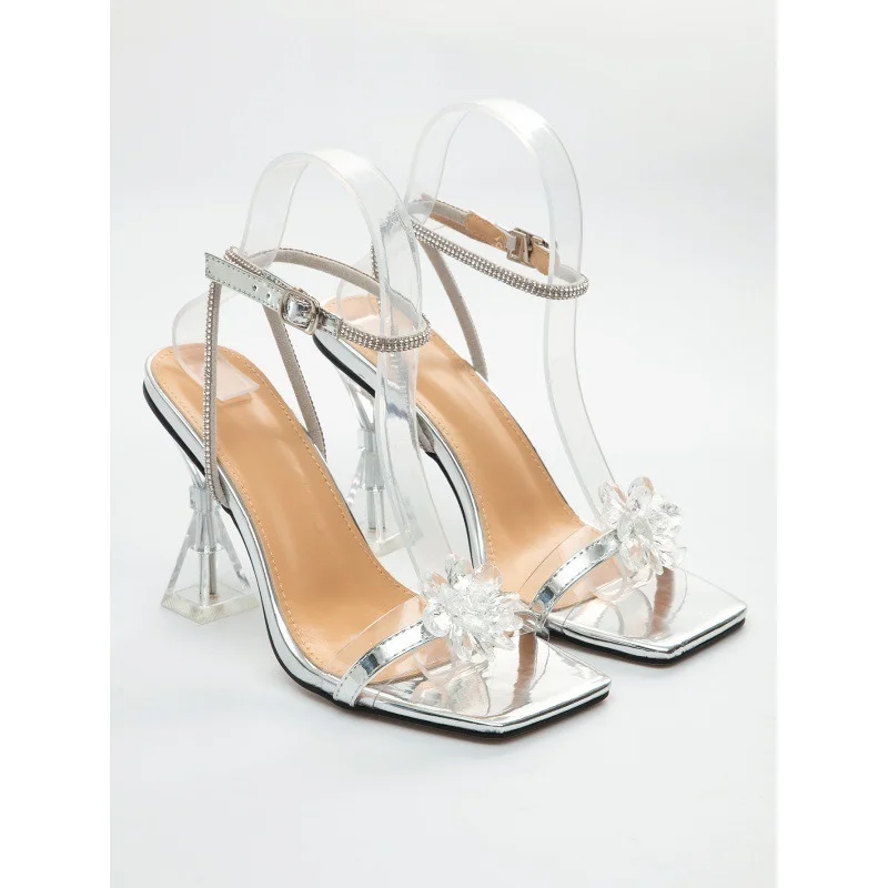 

New Summer Transparent Crystal Buckle High-heeled Sandals Heels Women Shoes for Women Women Sandals Luxury Sandals Big Size 42