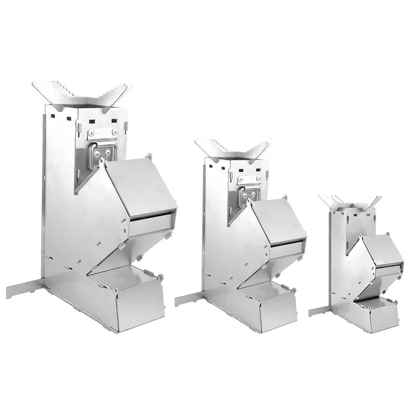 11.5x5.5x18cm Outdoor Foldable Camping Wood Stove Lightweight Stainless Steel Rocket Wood Burning Stove Suitable for Outdoor