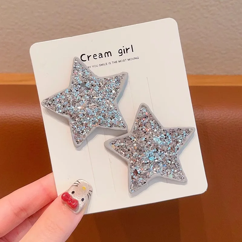 Baby Rhinestones Side Stars Hairpins Advanced Five-pointed Headgear for Little Girls Broken Hair Clips