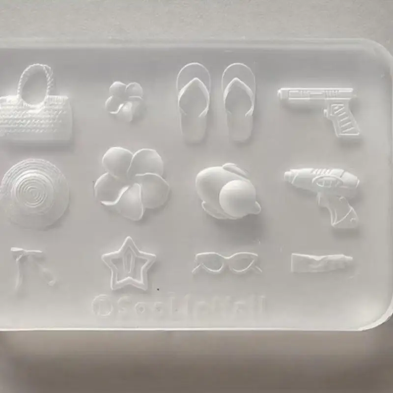 3D DIY 아트 장식을위한 편리한 투명 매니큐어 템플릿 실리콘 금형 꽃 모자 슬리퍼 디자인 네일 쥬얼리 공예