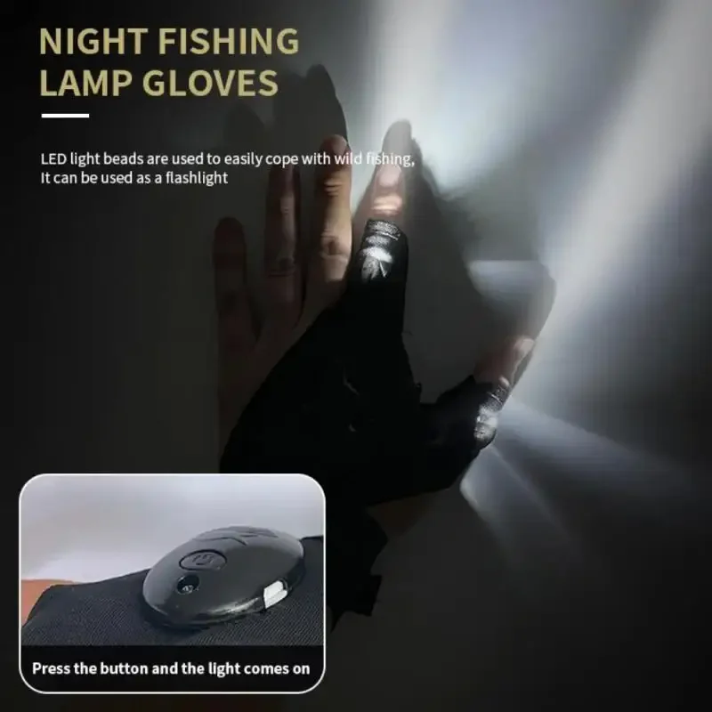 Sports Gloves Outdoor Hunting Gloves Luminous Lighting Half Finger Light Night Driving Hunting Vehicle Maintenance Lighting Order