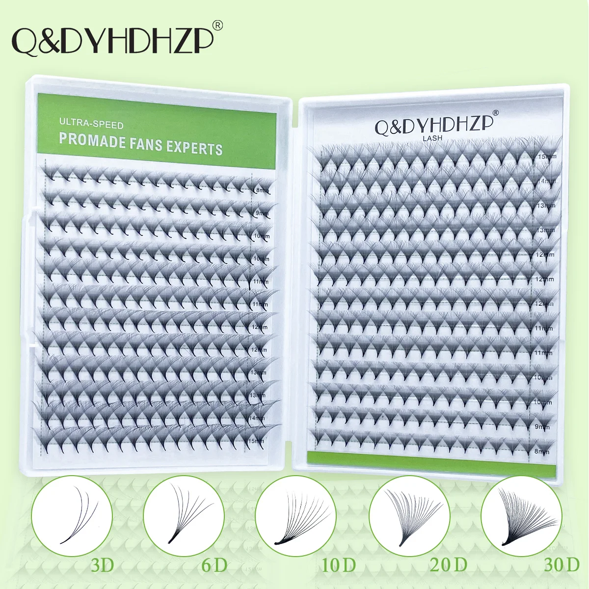 Cílios Postiços Pré-fabricados em Formato de Leque Q&DYHDHZP 500/1000 Peças 3D 6D 10D 20D 30D, Extensão de Cílios Postiços em Buquê