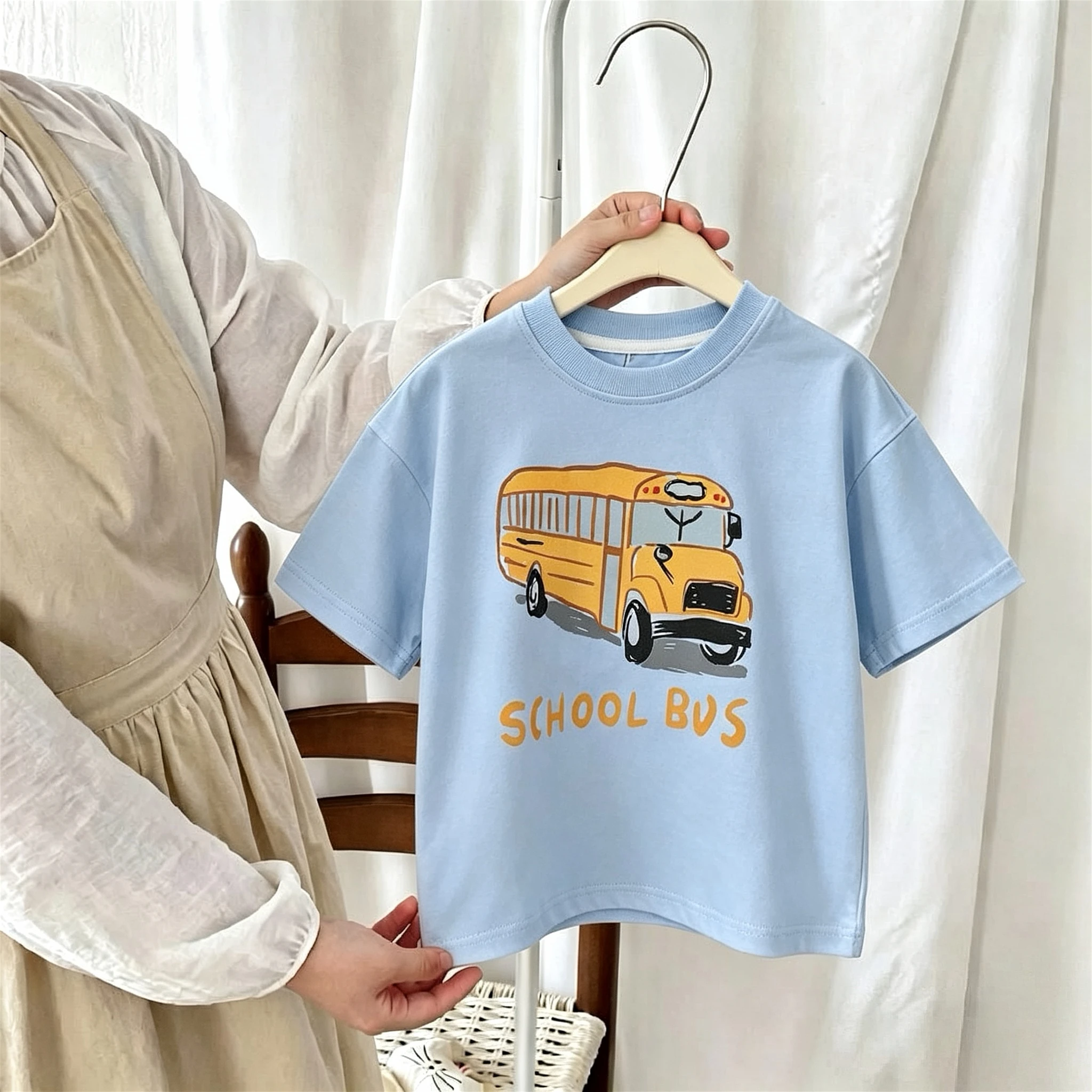 T-shirt For Boys Clothes 2026 New Summer Short Sleeve Tops Kids Tees Printed Car Fashion Crewneck Children's Tshirts 1-7 Age - 5