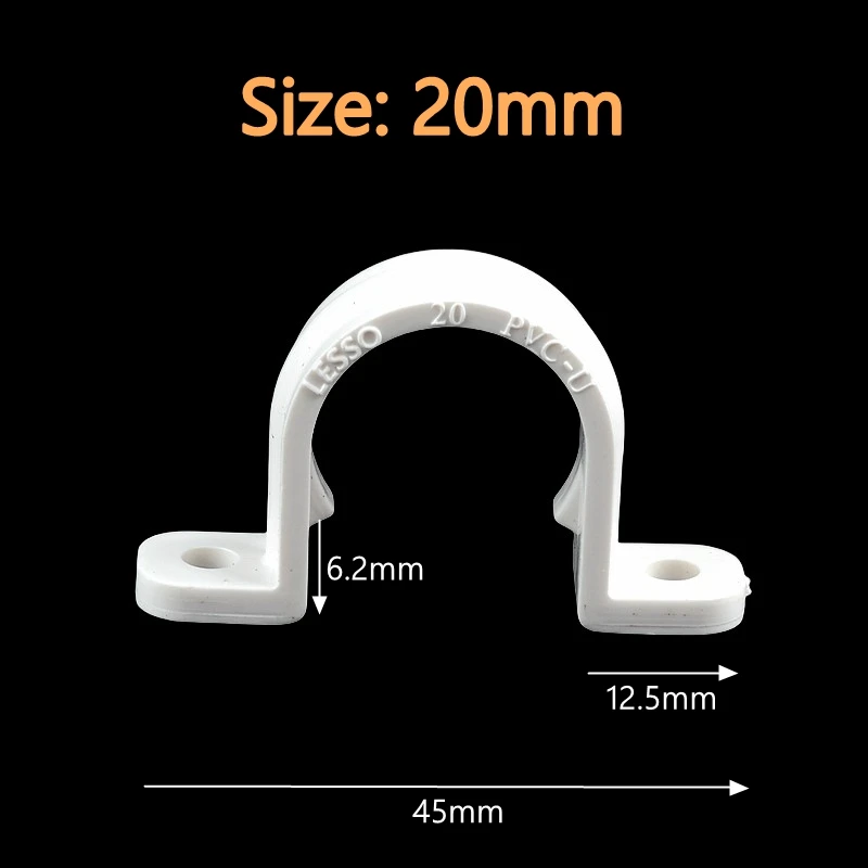 Abrazadera de tubo de PVC para acuario, conector de agua para riego de jardín agrícola, tipo U, ID 20/25/32mm, 2 ~ 5 uds.