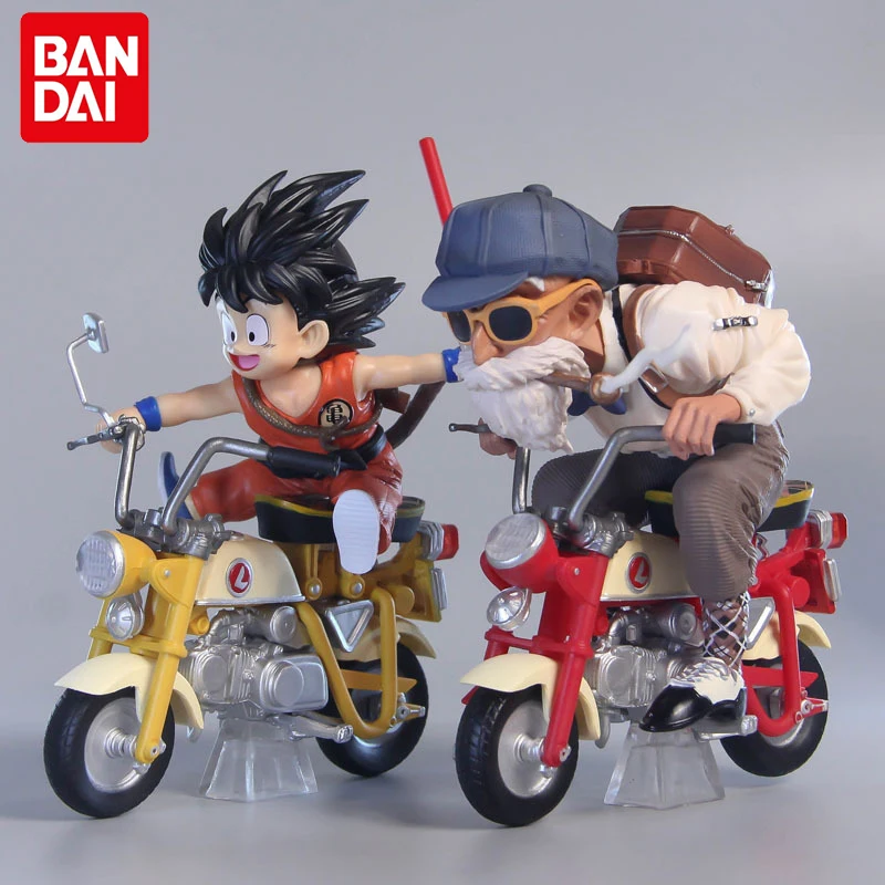 

New Dragon Ball Son Goku Figure Master Roshi Kid Goku Kame Sennin with Motorcycle Pvc Action Figures Collection Model Toys