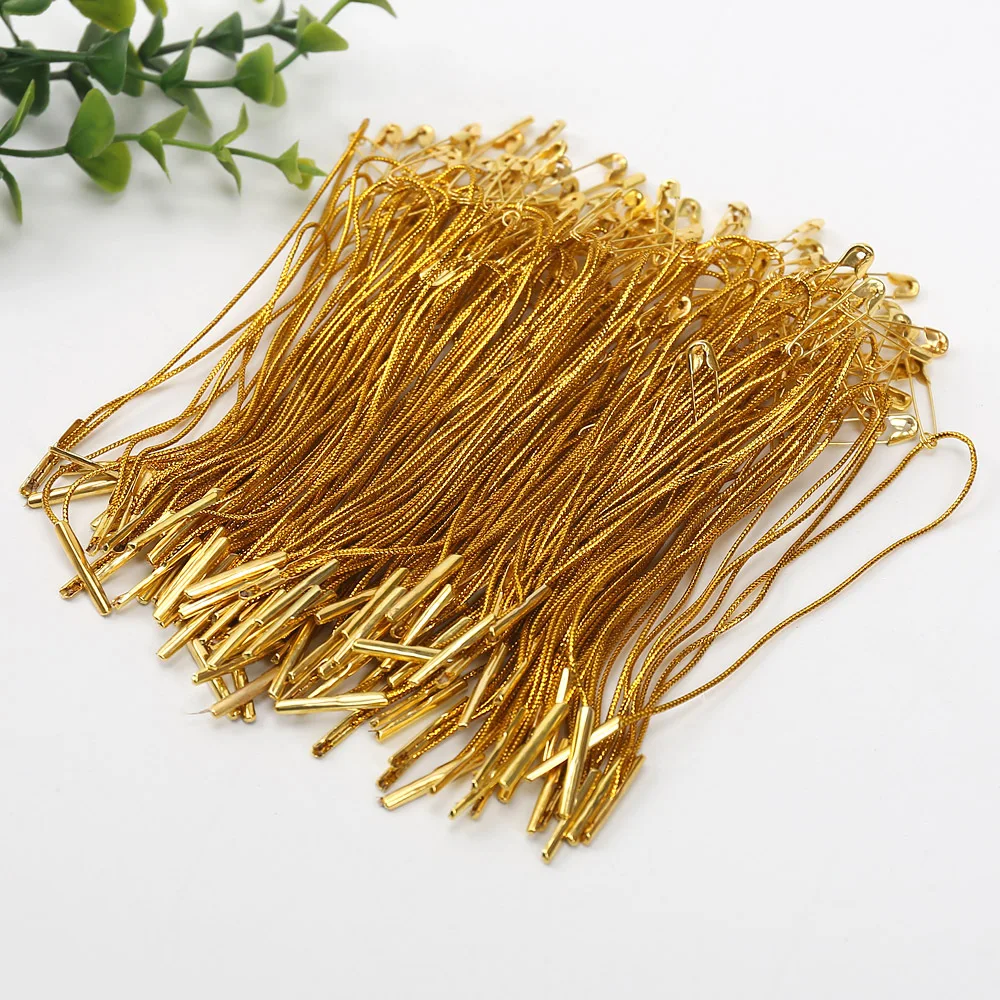 100pcs 8cm Length Gold Lines Loop Locks High Quality Clothing Tags Labels Hanger pin Garments Fasteners Accessories Wholesale