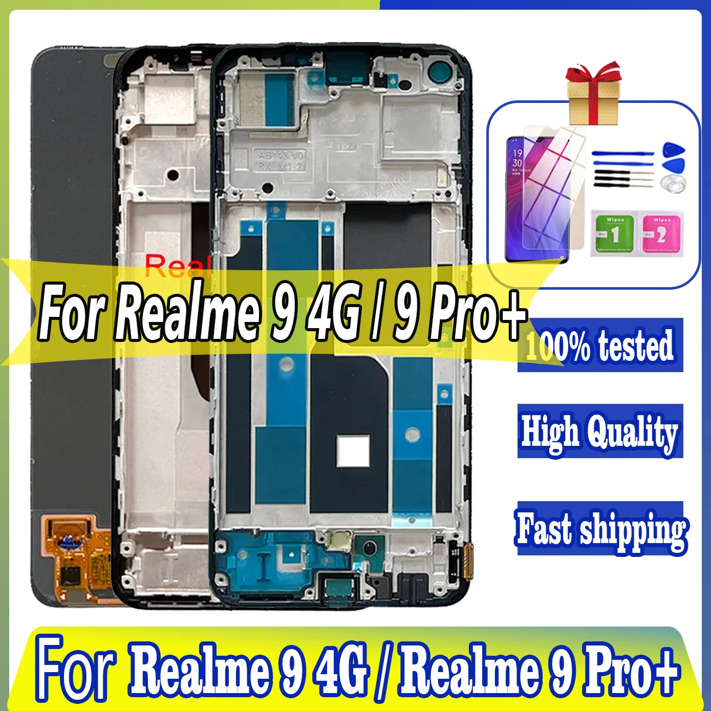 

6.4" Original For Oppo Realme 9 RMX3521 LCD Touch Display For Realme 9 Pro+ 9 Pro Plus RRMX3392 With fingerprint Digitizer Panel