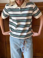 Hirsionsan Polo Neck T Shirt Women Soft Chic Tees 95% Cotton Jumper Clothes Loose Casual Pullover 2025 Summer New Crop Tops - Image 2