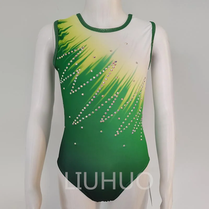 

Гимнастическое платье для бодибилдинга платье для девочек и детей для профессионального гимнастического трико зеленое