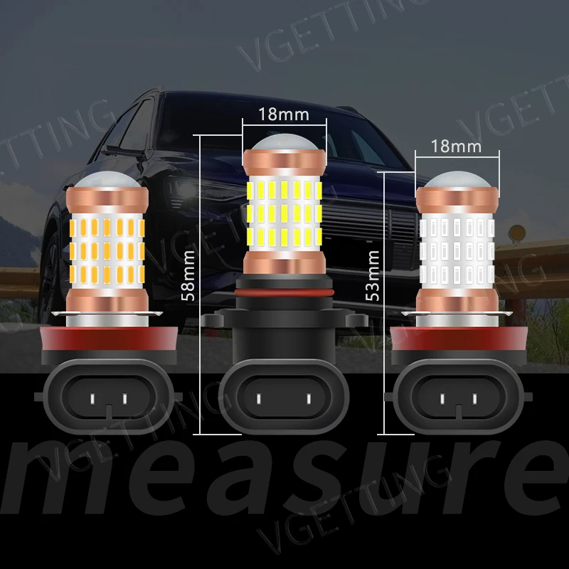 차량용 LED 안개등 방수 안개등 전구, H11, 9006, 12V, 4W, 흰색, 노란색, 빨간색, 범용 자동차 액세서리, 2 개