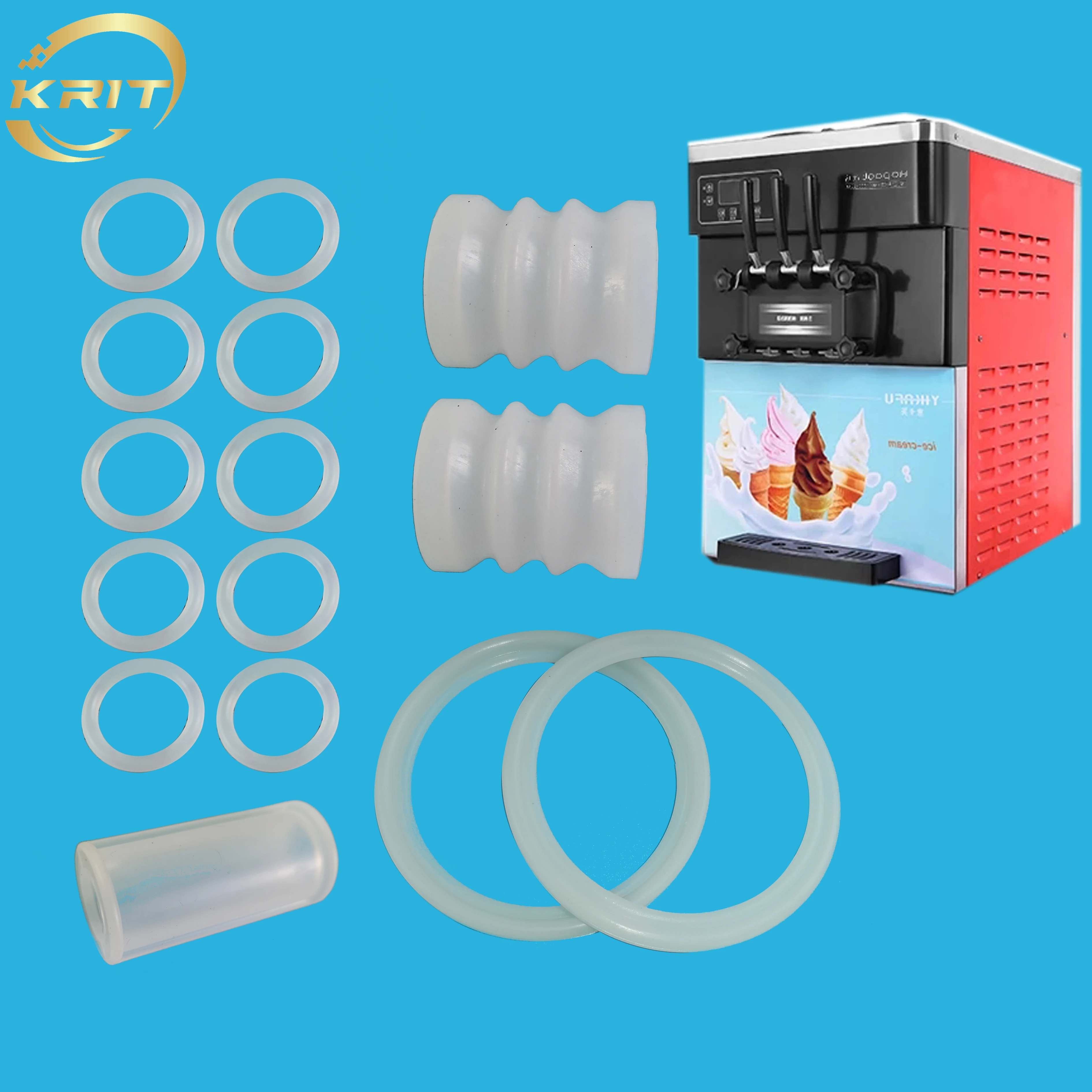 15pcs Spare Part For Donper Ice Cream Silicone Seal Ring And Tube