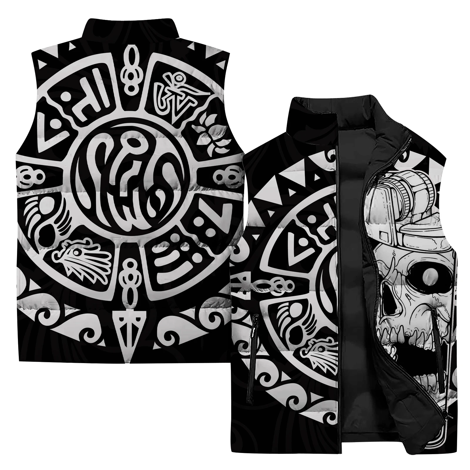 thumbnail image 1 of Chaleco sin mangas con impresión digital 3D para hombre, chaquetas modernas con plumas de hueso para hombre 2024, ropa duradera con calaveras para hombre, esqueleto de alta calidad, 1 of 4