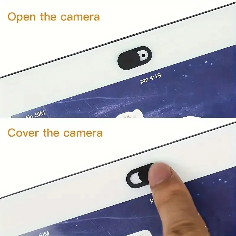 Sleek Black Privacy Slider - 5-Pack ABS Webcam Covers with One-Touch Button