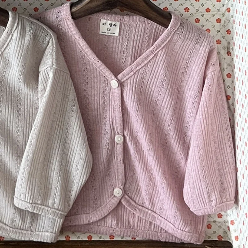 어린이 봄 여름 재킷 의류  부드러운 코트  자외선 차단제 얇은 에어컨 카디건 아웃웨어 소녀와 소년을위한