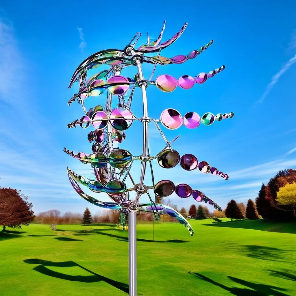 Windmill Spinner 1pc Magical Kinetic Metal Unique Wind Powered Catchers Creative Patio Garden Lawn Outdoor Courtyard Decoration