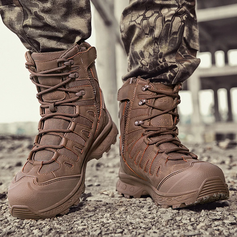 Männer Taktische Stiefel Lace Up Marke Ankle Wanderschuhe Wüste Arbeit Boot Wasserdicht Größe Plus Unisex Klettern Schuhe Zapatos Hombre – Detail 12
