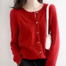 

2021 spring autumn new woolen sweater women's knitted solid color pullover cardigan sweater round neck coat top