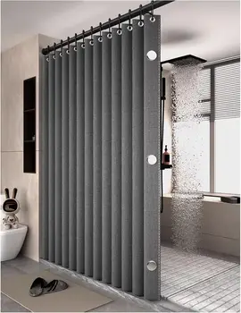Tenda da doccia pieghevole in lino per bagno con magneti Impermeabile adatta per la doccia a piedi non include asta telescopica 1