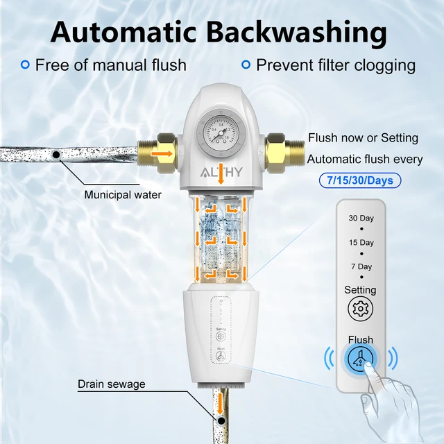 ALTHY PRE-AUTO2 Automatic Flushing Backwash Prefilter Spin Down เครื่องกรองน้ําตะกอน Central Whole House Purifier System 3