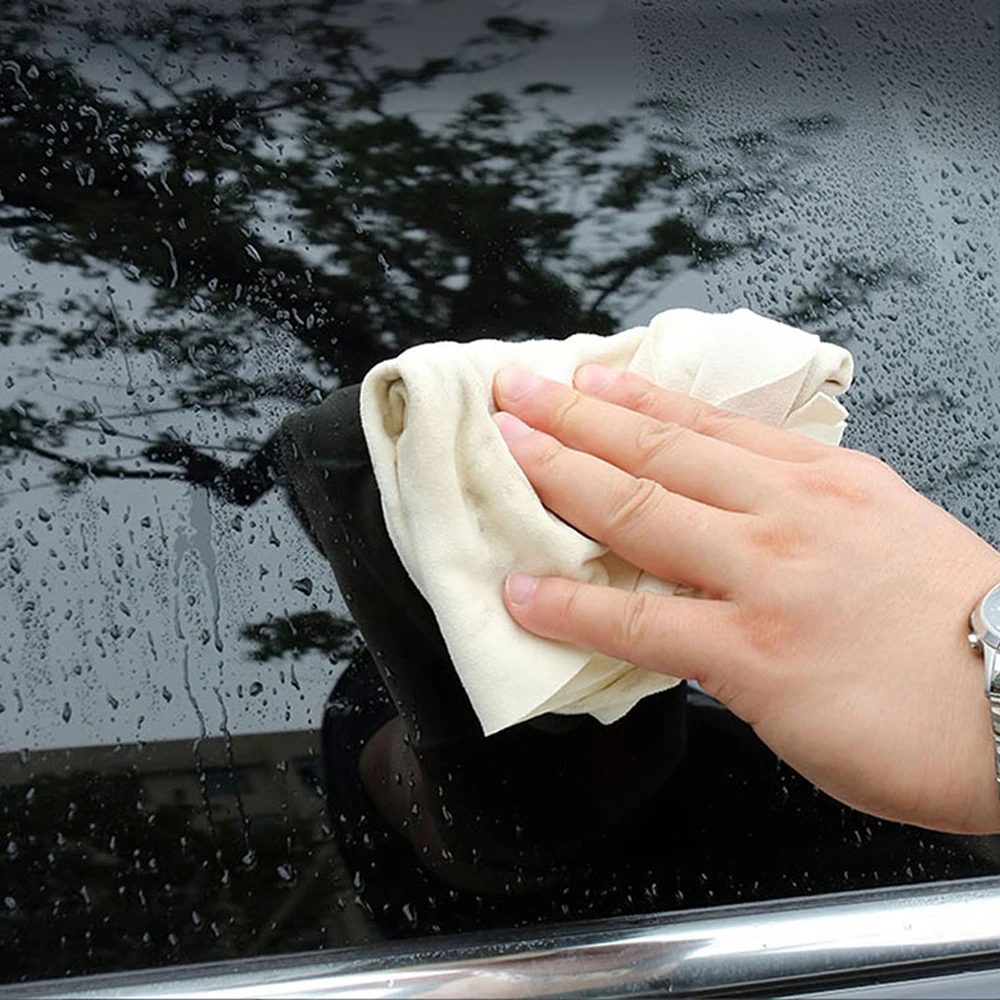 

Natural Chamois Car Cleaning Drying Cloth Genuine Leather Cloth Auto Motorcycle wash Care Quick Dry wash towel Super Absorbent